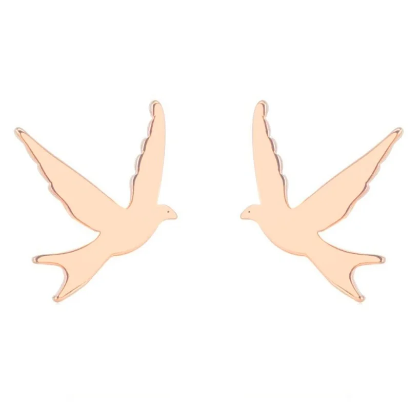 2021 оптовая продажа маленькие серьги-гвоздики в форме Ласточки из нержавеющей