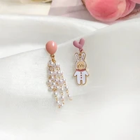 s925 needle cute jewelry heart little rabbit earrings 2021 new design simulated pearls asymmetrical earrings for girl lady gifts
