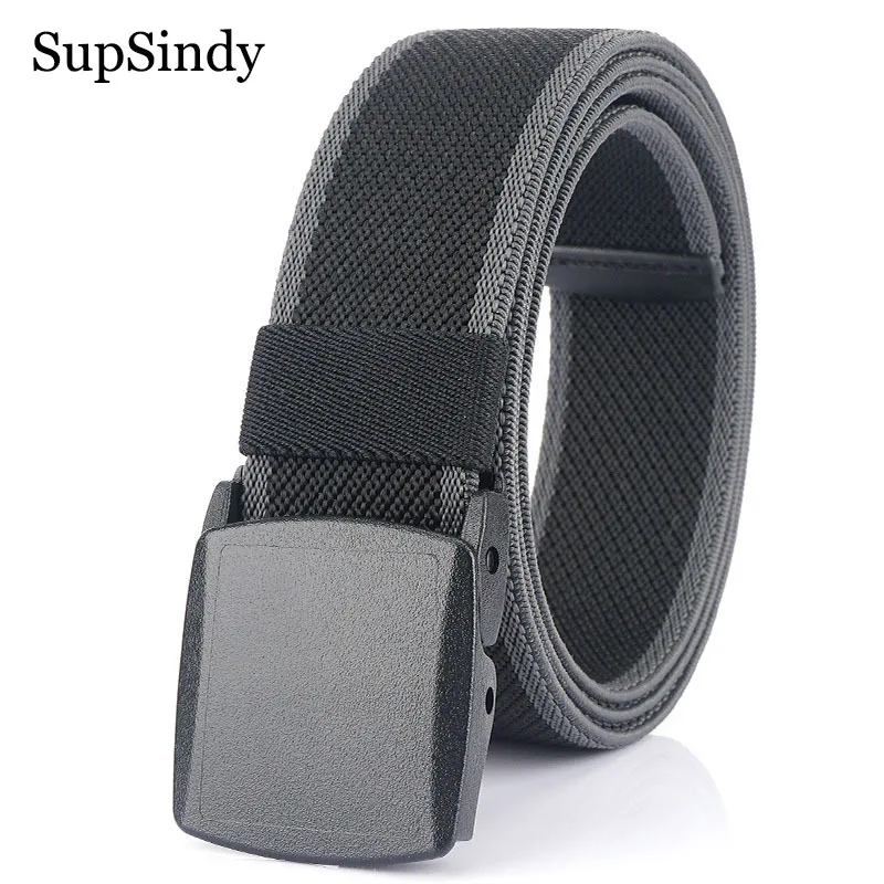 SupSindy Men Stretch nylon belt hypoallergenic Plastic buckle Belts for women fashion jeans waistband elastic outdoor male strap
