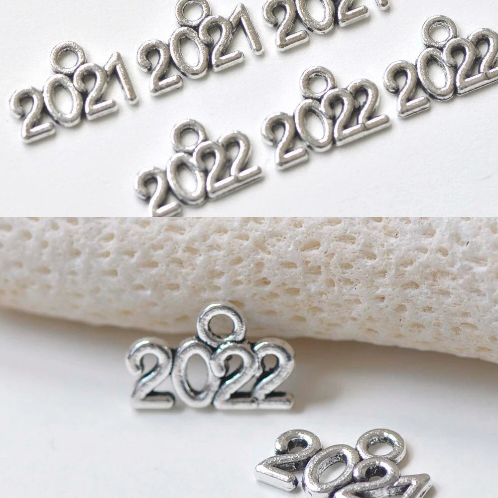 

20pcs 2022 Year Charm Pendant Alloy 2022 Year Letter Charms Nail Art 0Supplies for DIY Nail Art /Necklace Jewelry Charms, 54549