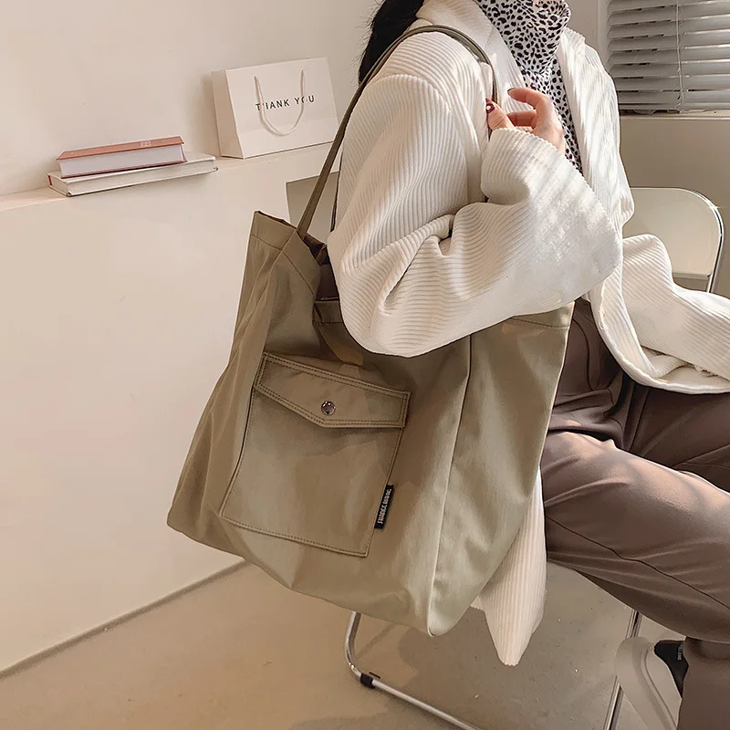 

Large Capacity Women Shoulder Bags 2021 New Fashion Nylon Top Handle Bag High Quality Casual Ladies Tote Handbag Shopper Study