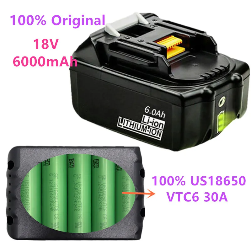 100% Оригинальный аккумулятор для Makita 18 в 6000 мАч литий ионный электроинструментов