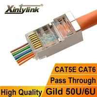 xintylink rj45 cat6 connector sftp ftp stp ethernet cable plug cat5e cat5 rg rj 45 network cat 6 metal shielded jack lan 50u6u