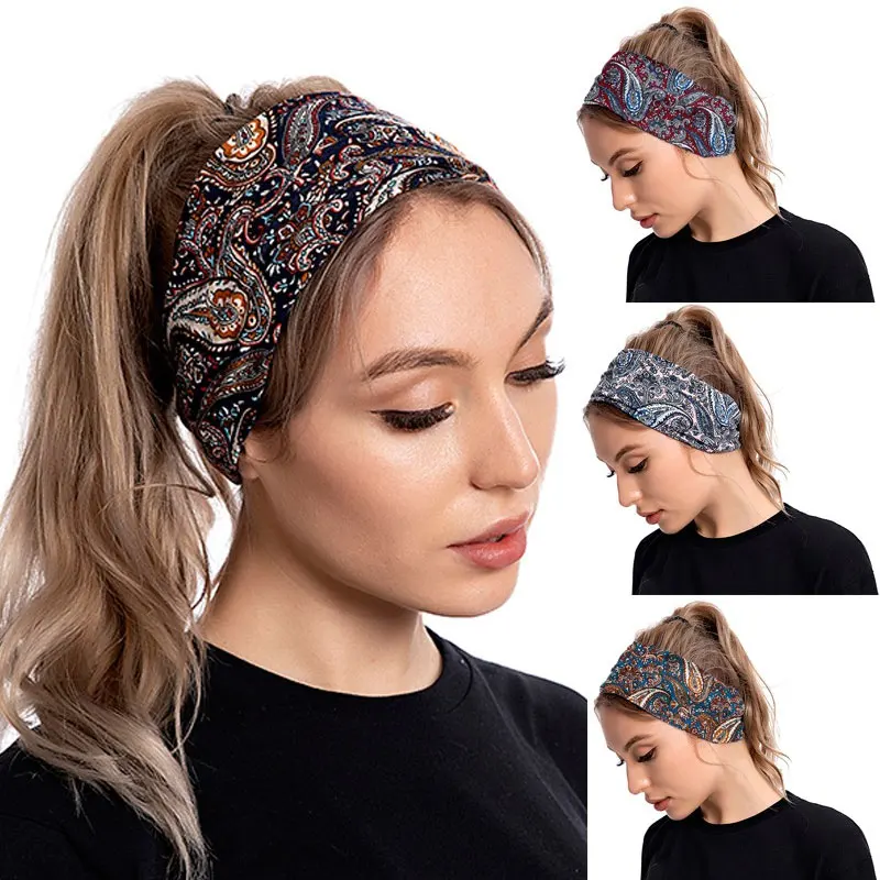 

Fashion Women Girls Summer Bohemian Hair Bands Print Headbands Vintage Wide Turban Bandage Bandanas HairBands Hair Accessories