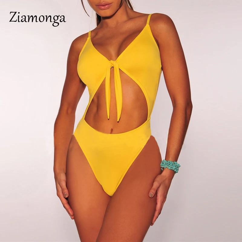 Цельный купальник Ziamonga сексуальный женский разрезанный монокини с эффектом пуш