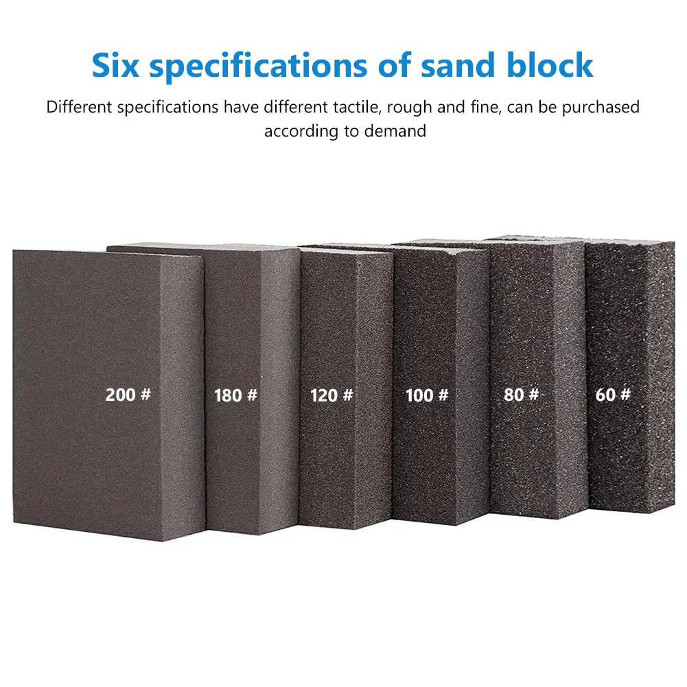 

1/6 pieces Sanding Sponge Block Abrasive Pad P60 P80 P120 P180 for Furniture Wall Floor Grinding Kitchen Cleaning Hand Tool
