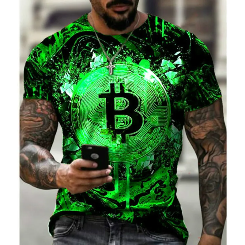 

2021 Summer Fashion Street Personality Gold 3D Printing Clothes, Plus Size Comfortable Round Neck Short Sleeve T-Shirt