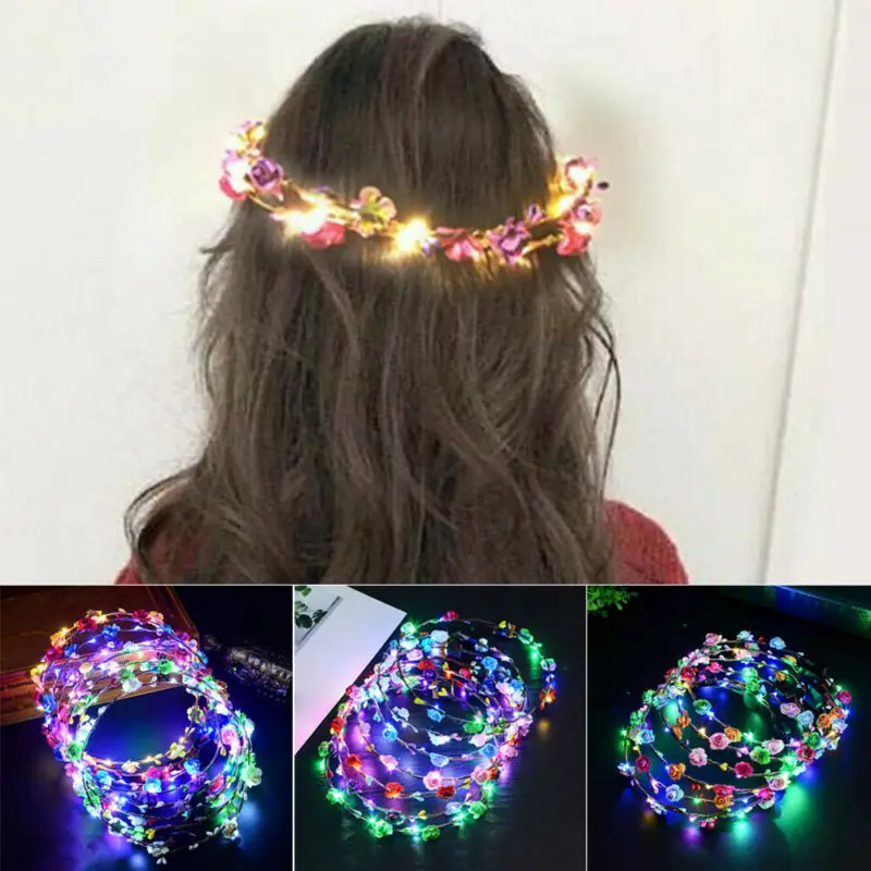 1 шт. Для женщин светодиодный светильник волосы Венок повязка на голову
