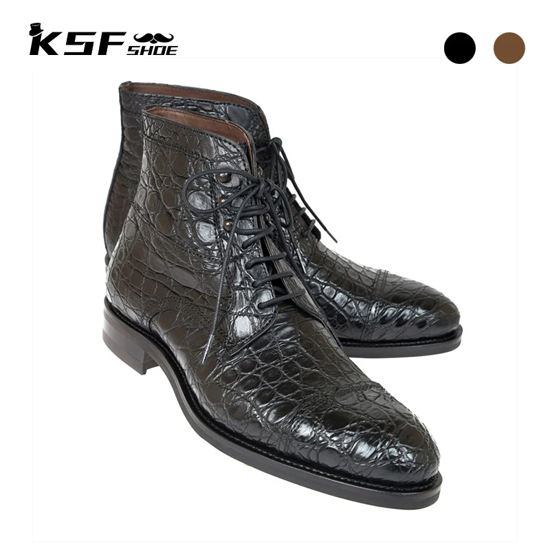 

KSF SHOE Luxury Designer Winter Dress Men Boots Shoes Original Add Velvet Handmade Genuine Leather Fashion Boots Shoes for Men
