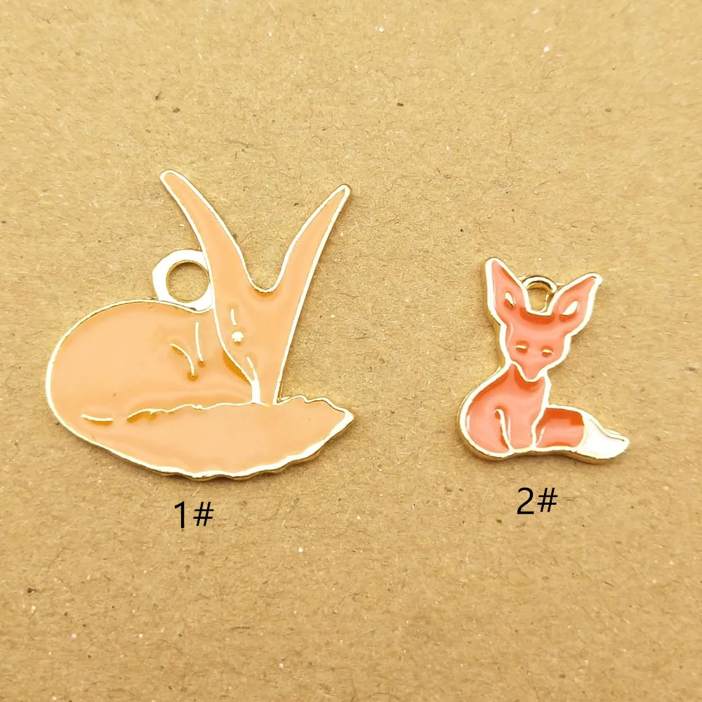 10 шт. эмалевые Подвески в виде лисы для изготовления ювелирных изделий и