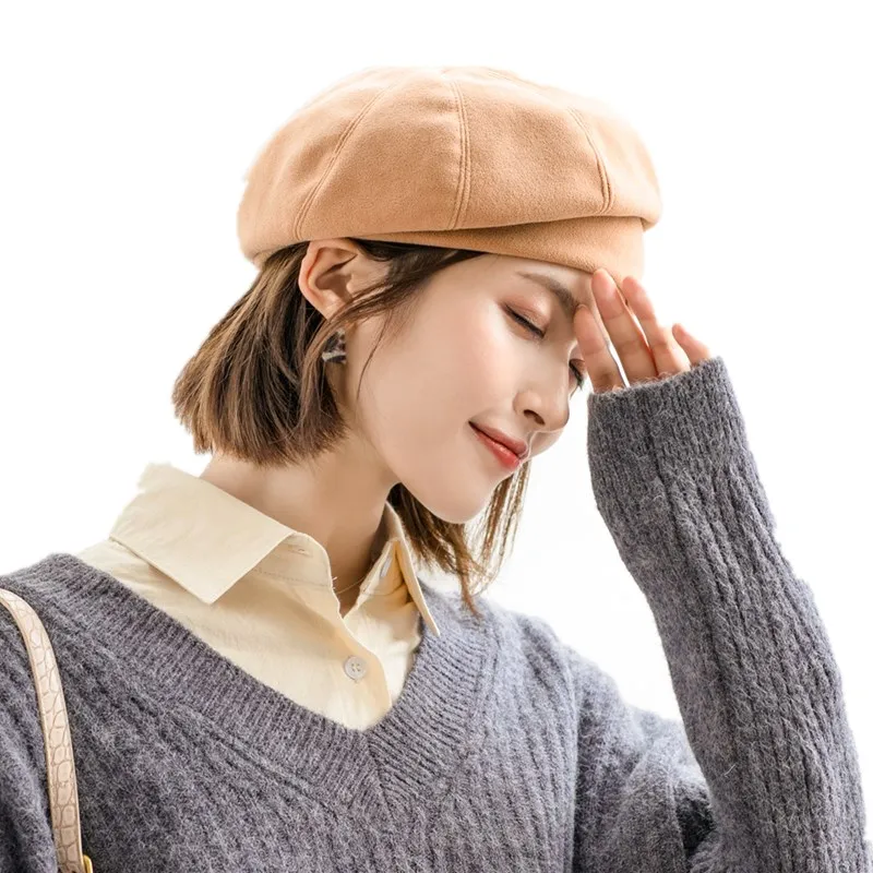 

2020 New Fashion Ladies Vintage Beret Hat Autumn Winter Hats For Women Elegant Artist Painter Hat French Beret Women Hats