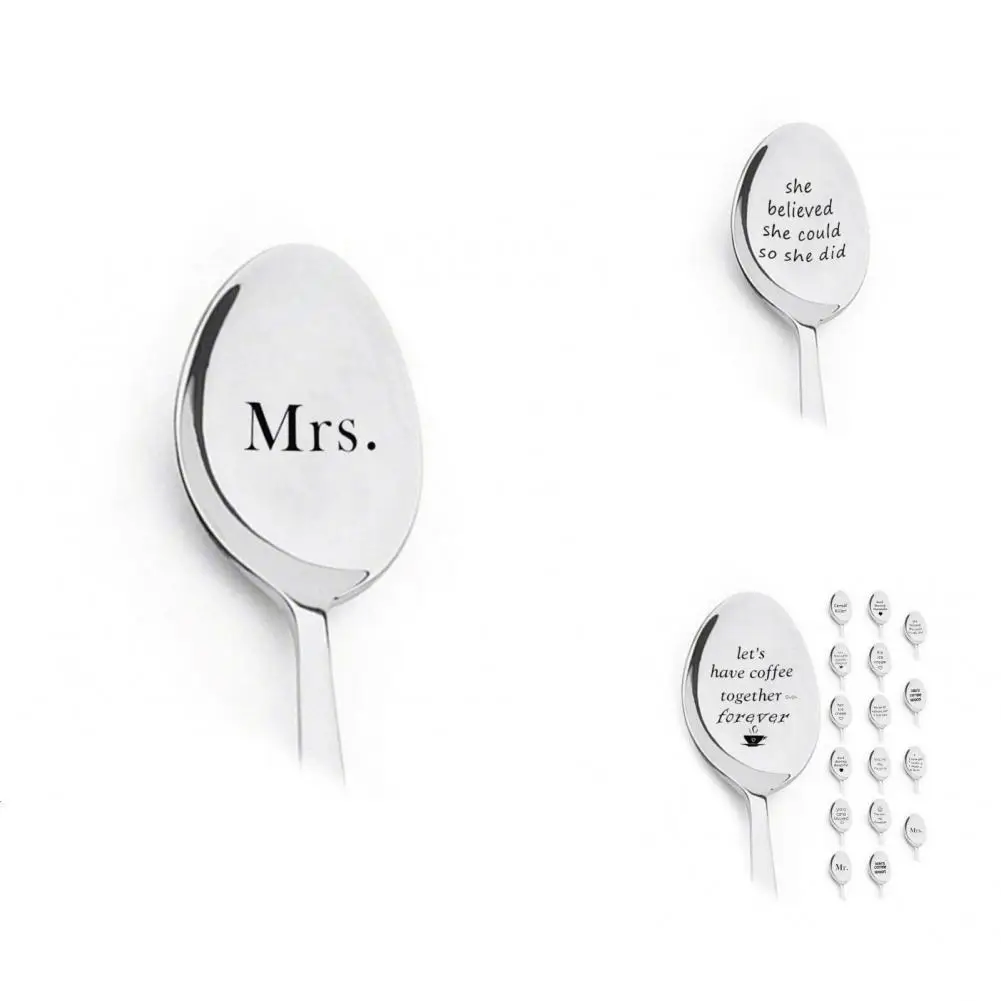 

Lightweight Useful Lettering Long Ice Drink Mixing Scoop Stainless Steel Mixing Scoop Ergonomic Handle for Wife