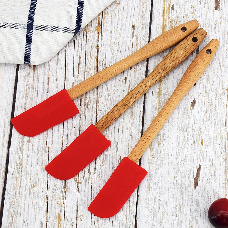 Кухонные термостойкие гибкие силиконовые шпатели кухонные лопатки с деревянной