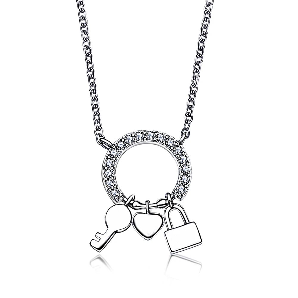 

Цепочка с кулоном из серебра 925 пробы, с замком и ключом