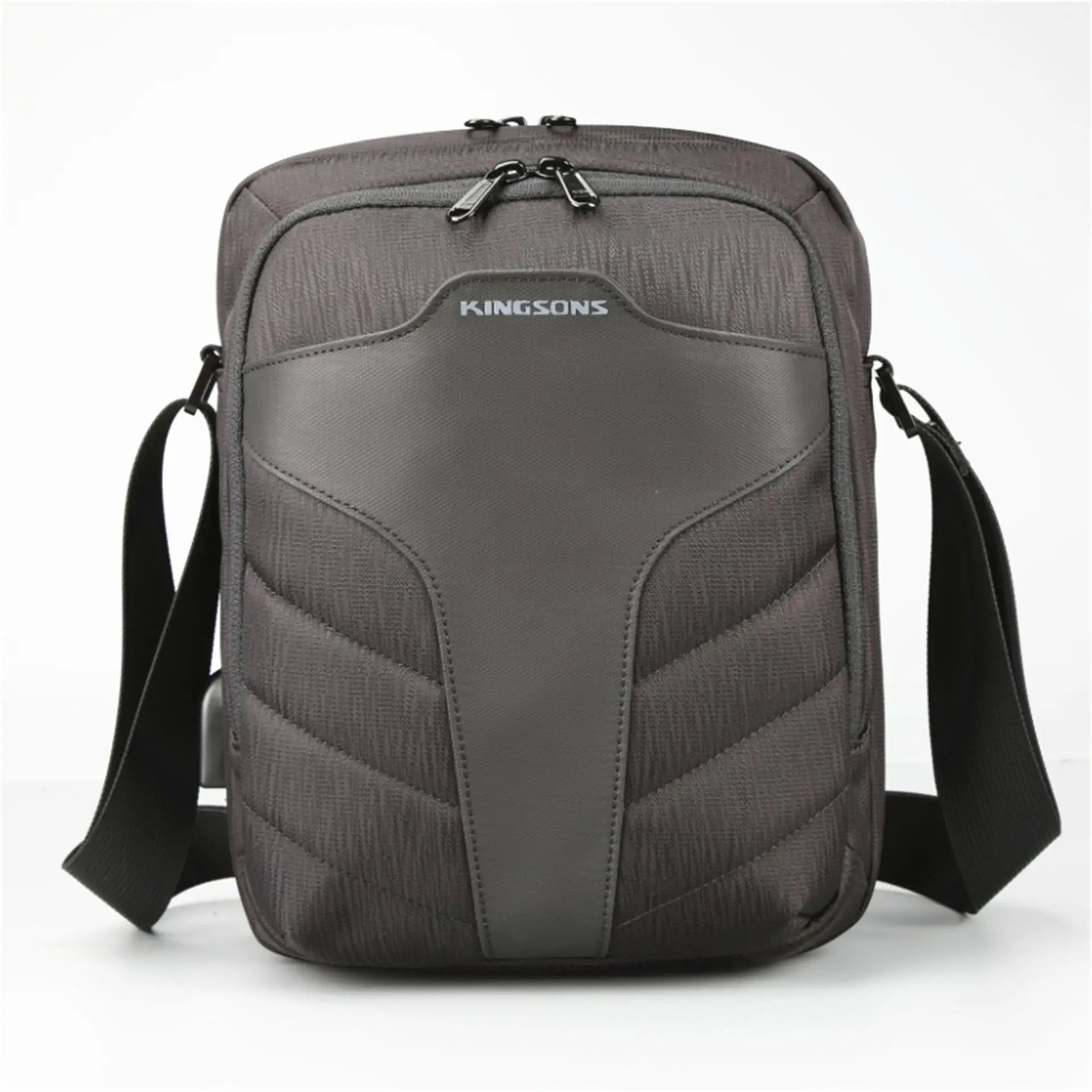 

Men Fashion Business Solid Black Zipper Waterproof Nylon Shoulder USB Bag Male Crossbody Bag Men Waterproof Travel Bag
