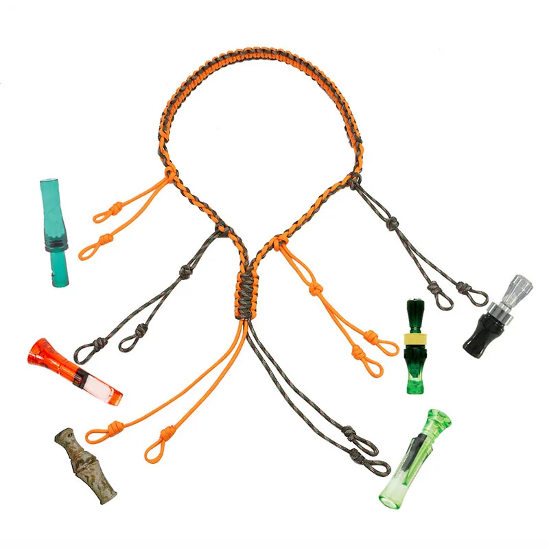 Hunting Decoy Rope Hunting Duck Call Lanyard Cord Hunter Game Whistle Lanyard Hunting Decoy Rope with 12 Adjustable Loops Rings