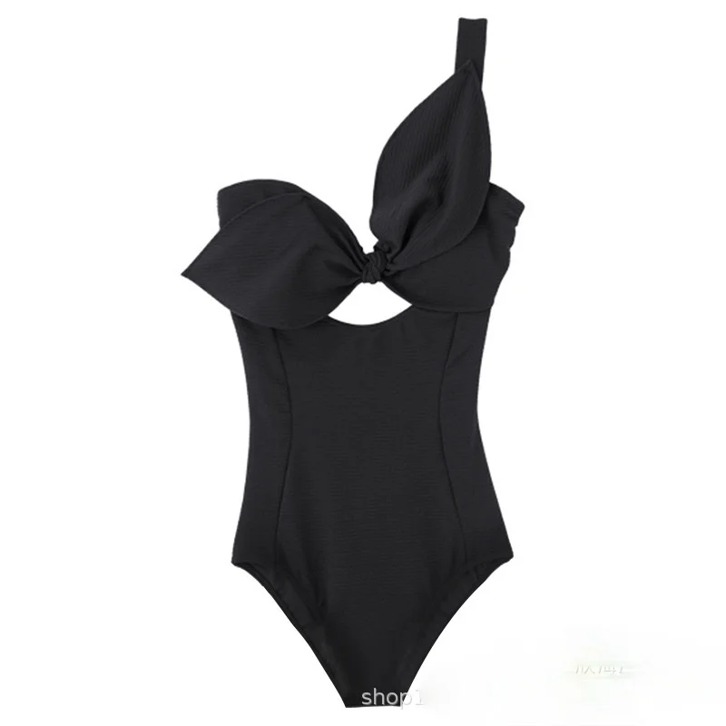 

Bow One-Piece Swimsuit Belly Covering One-Shoulder Tube Top swimwear women bathing suit