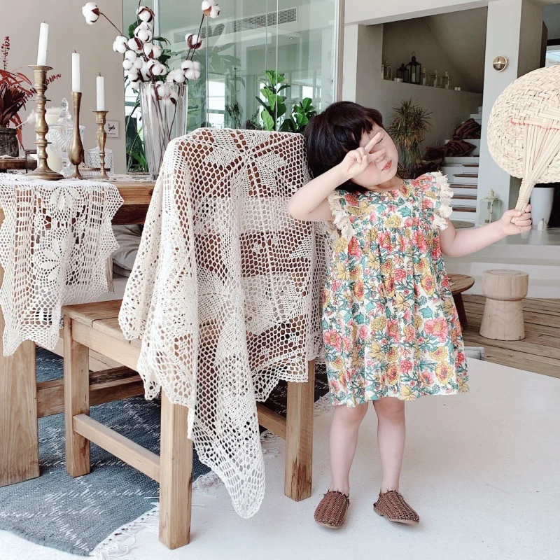 

2021 Cute Little Baby Girls Dress Children Clothing Girls New Clothing Girls Sweet Floral Dress Korean Version Doll Dress