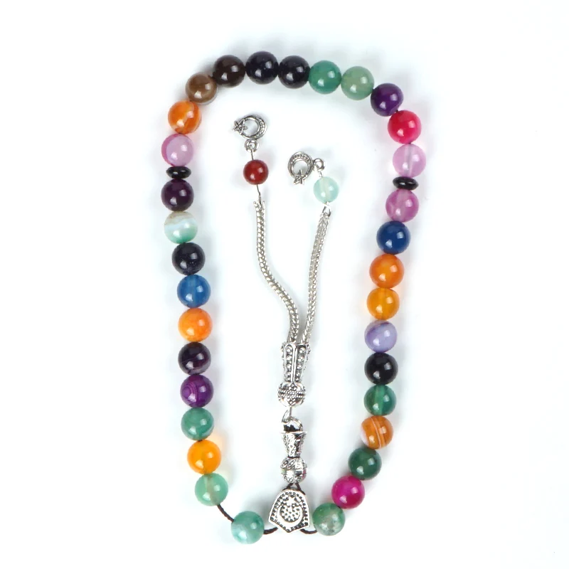 Натуральная полоса агат камень Бисера Католические Четки 33 шт Tesbih 10 мм бисера для