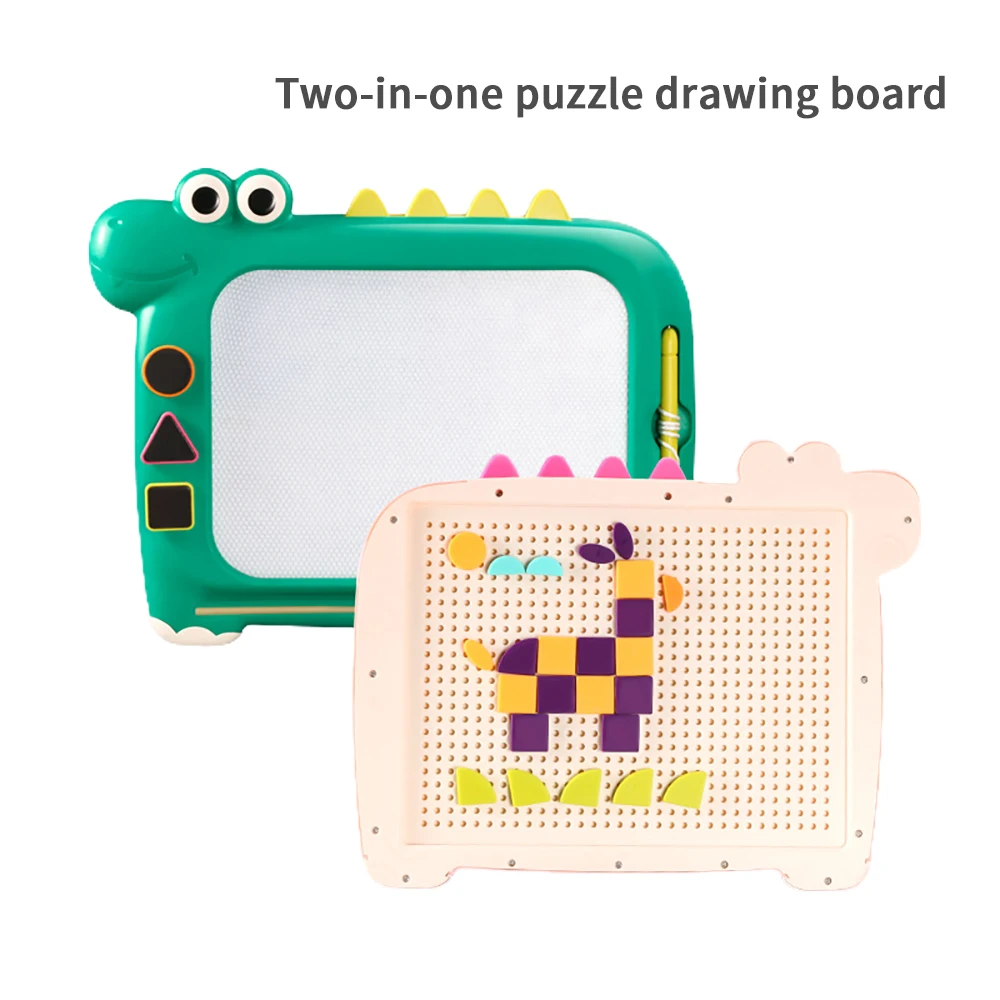 

Монтессори 2 в 1, магнитная доска-пазл для рисования, игрушка, магнитная доска для рисования, доска-пазл для раннего развития, творческие игру...