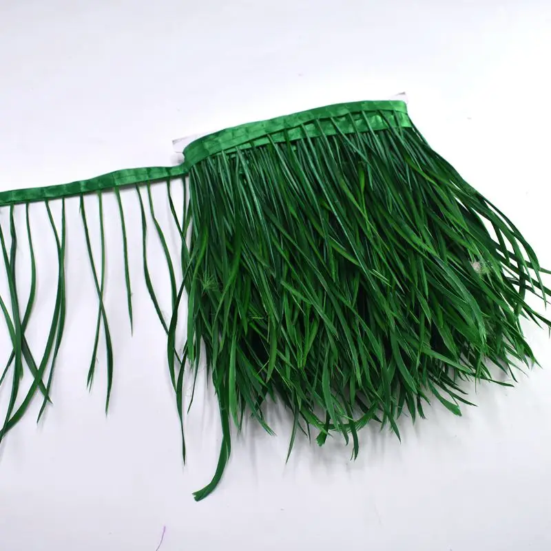Grass green 1 м кожа розовый гусиные перья отделка бахрома швейная одежда 6-" DIY натуральные волосы перья ленты вечерние свадебные украшения - Цвет: Grass green