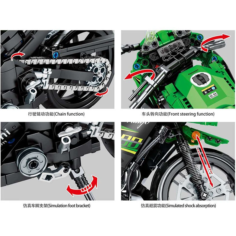 

2020 New High-tech Creator Expert Ninja 400 Motorcycle Racing Car Building Blocks kit Bricks MOC Classic Model Toys for Children