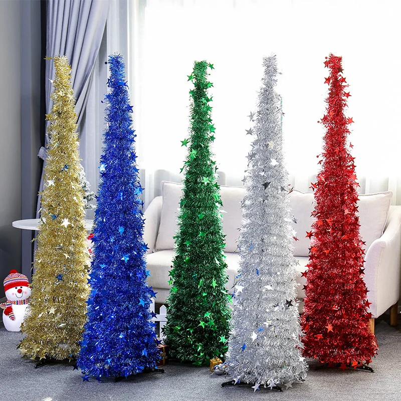

Diy Tops Christmas Tree Tetractable Folding Christmas Decoration Tree 5 Colors Adjustable XMAS Tree for Home Hotel Decoration