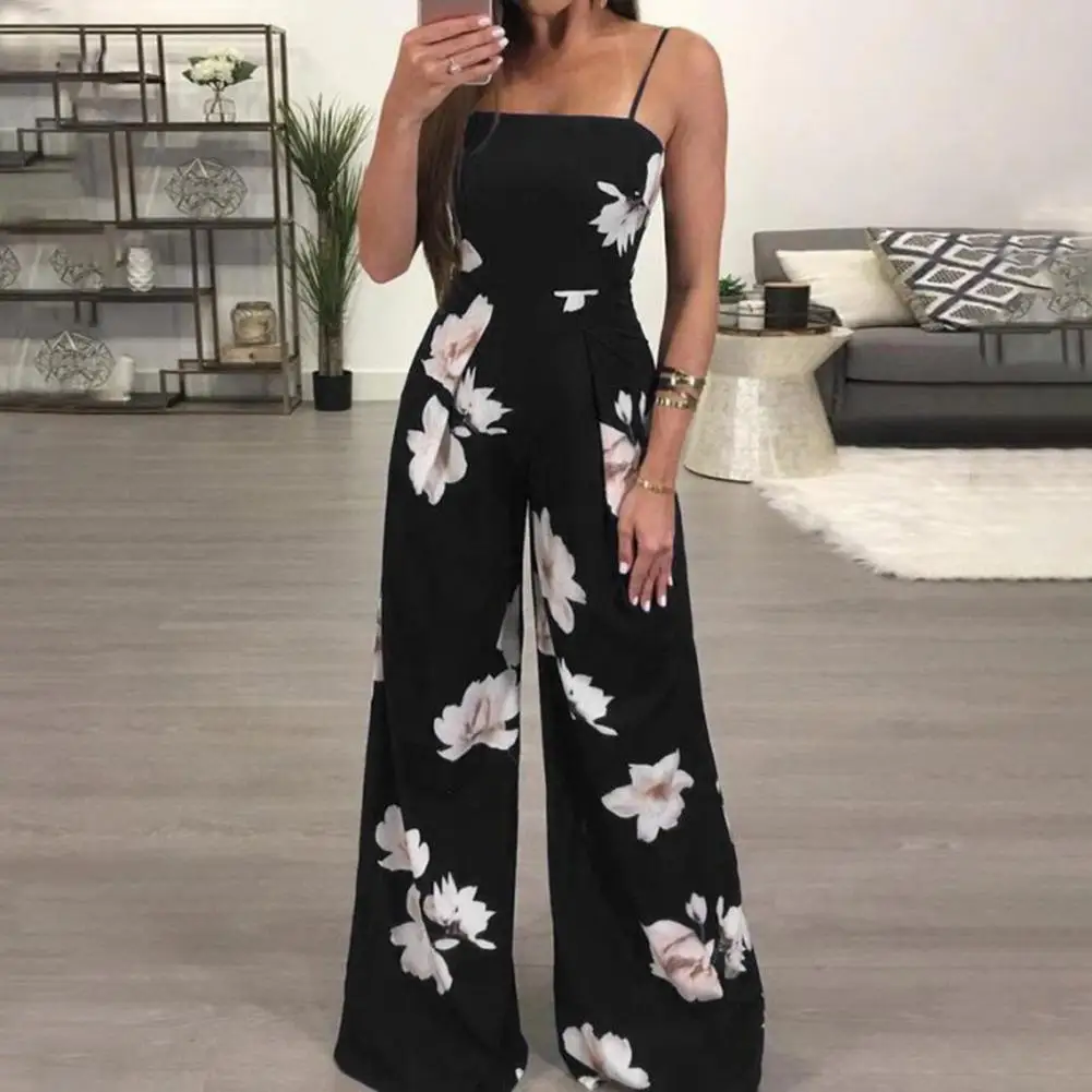 

80% Dropshipping!!Women's Jumpsuit Floral Print Sleeveless Strapless Bandage Halter Jumpsuit Women's Jumpsuit Summer