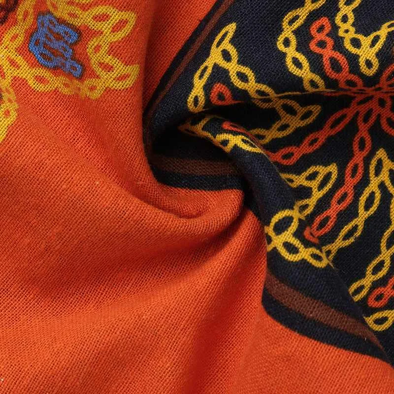 Женский сарафан из хлопка и льна с принтом коротким рукавом | Женская одежда