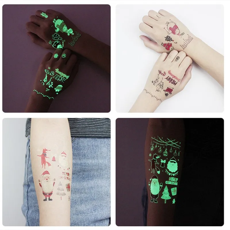 

Luminous Tattoos Glow In The Dark Children's Temporary Tattoos Kids Christmas Fluorescent Waterproof Cute Stickers New