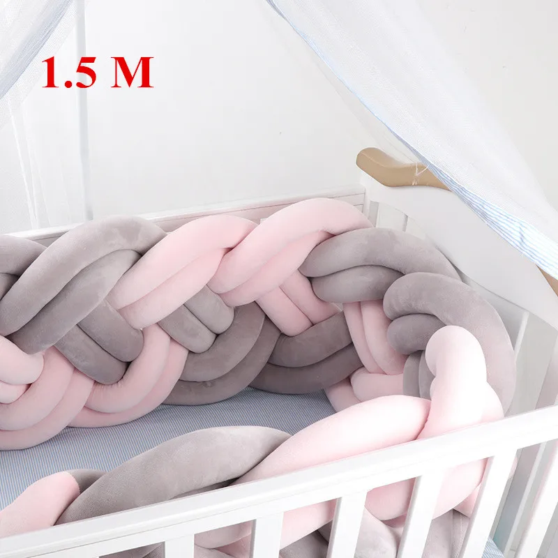 Gray Pink 1.5M Одежда для новорожденных для детской кроватки, Tour De France горит Bebe Tresse детская кроватка бампер/бамперы в бампер для детской кроватки тесьмой кровать Nodic узел детской комнаты - Цвет: Gray Pink 1.5M