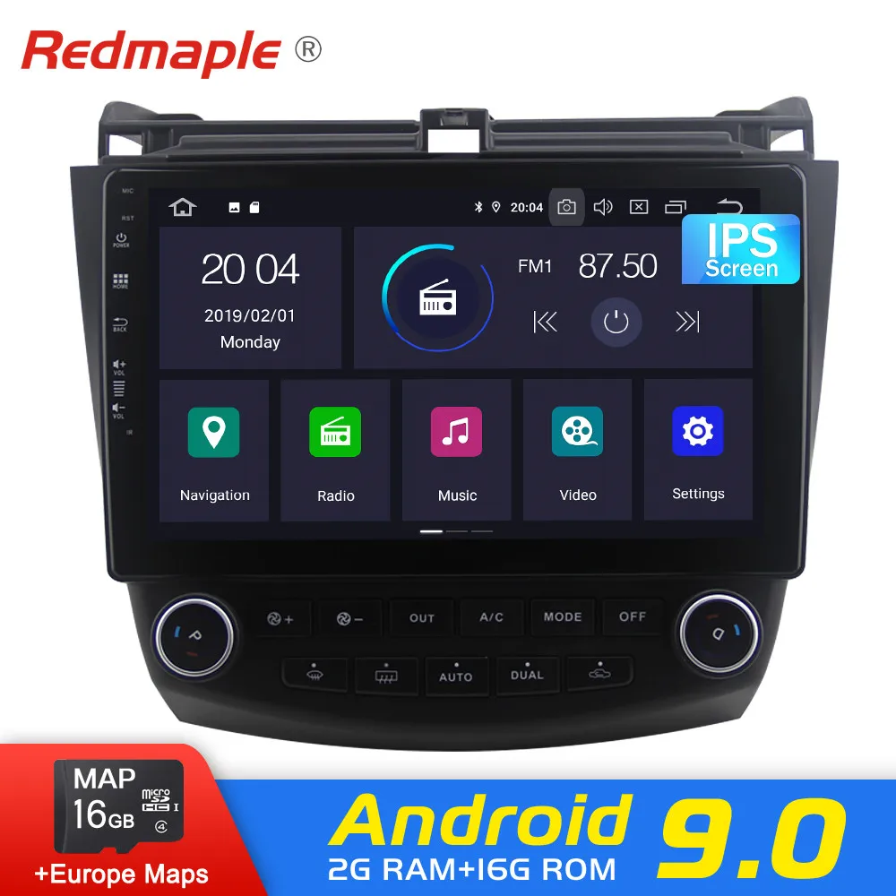 Автомобильный мультимедийный DVD плеер с GPS навигацией Android 9 0 для Honda Accord 7 2003 2007 FM Rds