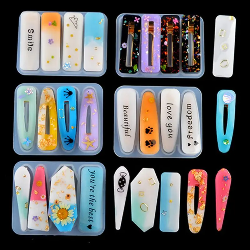 

1 Set Crystal Epoxy Resin Mold Hair Clip Barrette Casting Silicone Mould DIY Crafts Jewelry Hairpin Making Tools