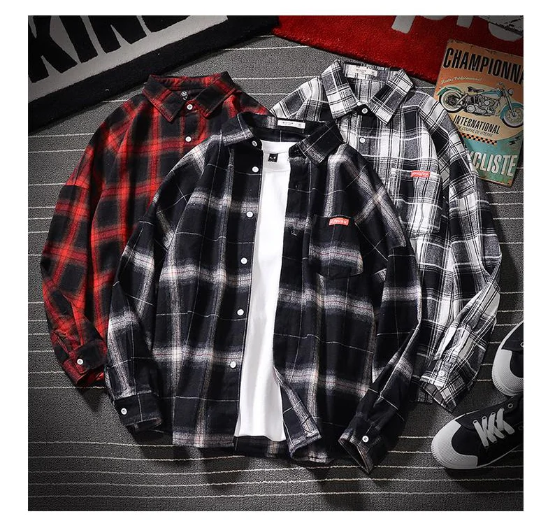 

Men's Casual Brushed Flannel Plaid Checkered Shirts Single Patch Pocket Long Sleeve Standard-fit Thick Gingham Button-down Shirt