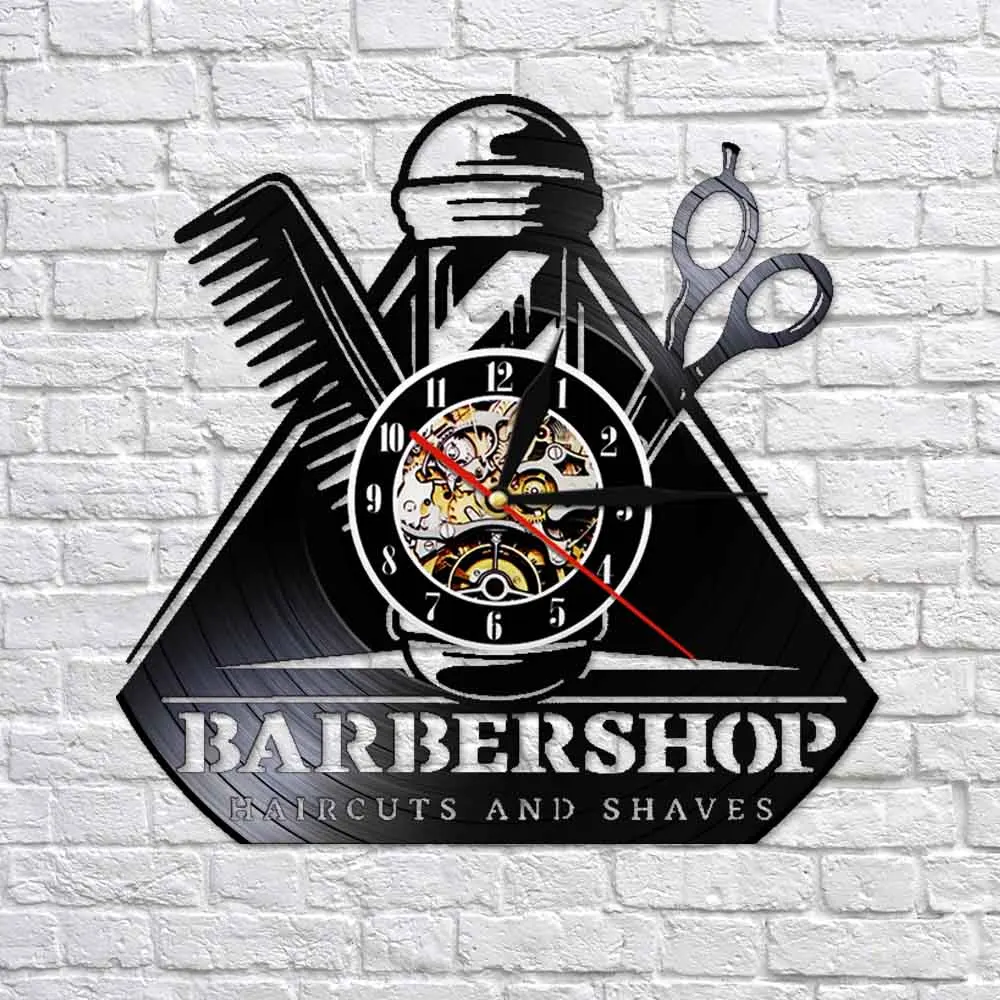 Виниловые настенные часы в стиле ретро для парикмахера оригинальный подарок с