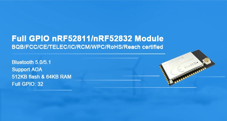 NRF52811 Bluetooth модуль fm-передатчик vhf tx rx Беспроводной модуль 2400 МГц КВ трансивер uart С BQB FCC CE сертифицированный