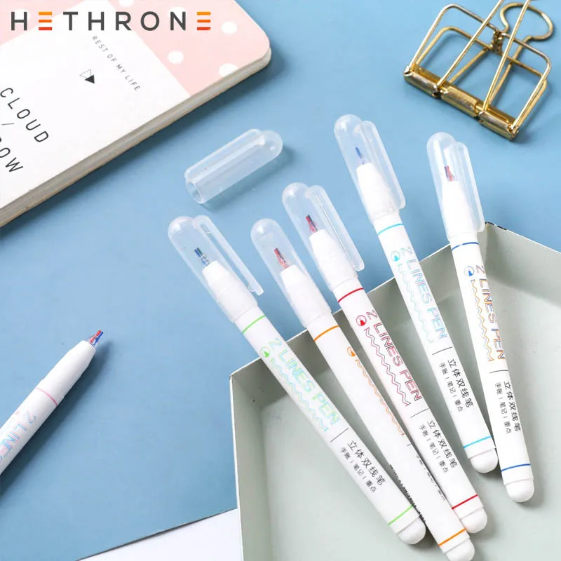 Hethrone 3 шт./компл. двухцветная маркировки двухлинейный маркер красочные художественный маркер для белой доски поставки картины офисные Маркеры ручки