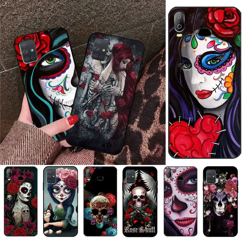 Чехол для телефона из мягкого силикона и ТПУ с черепами розами Samsung A10 A20 A30 A40 A50 A70