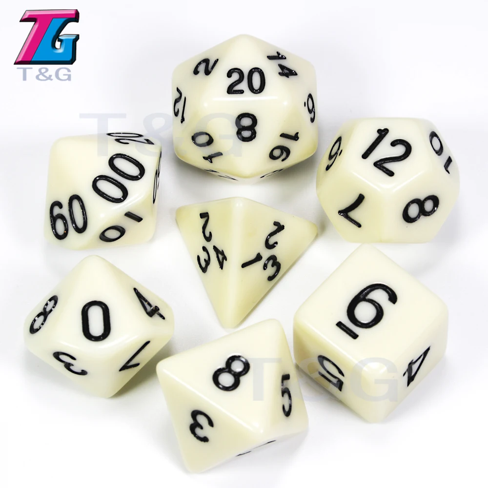 7 шт./компл. акриловые многогранные TRPG игры для Подземелья и Драконы непрозрачные D4-D20 Multi по бокам кости Pop для игровая - Цвет: Ivory