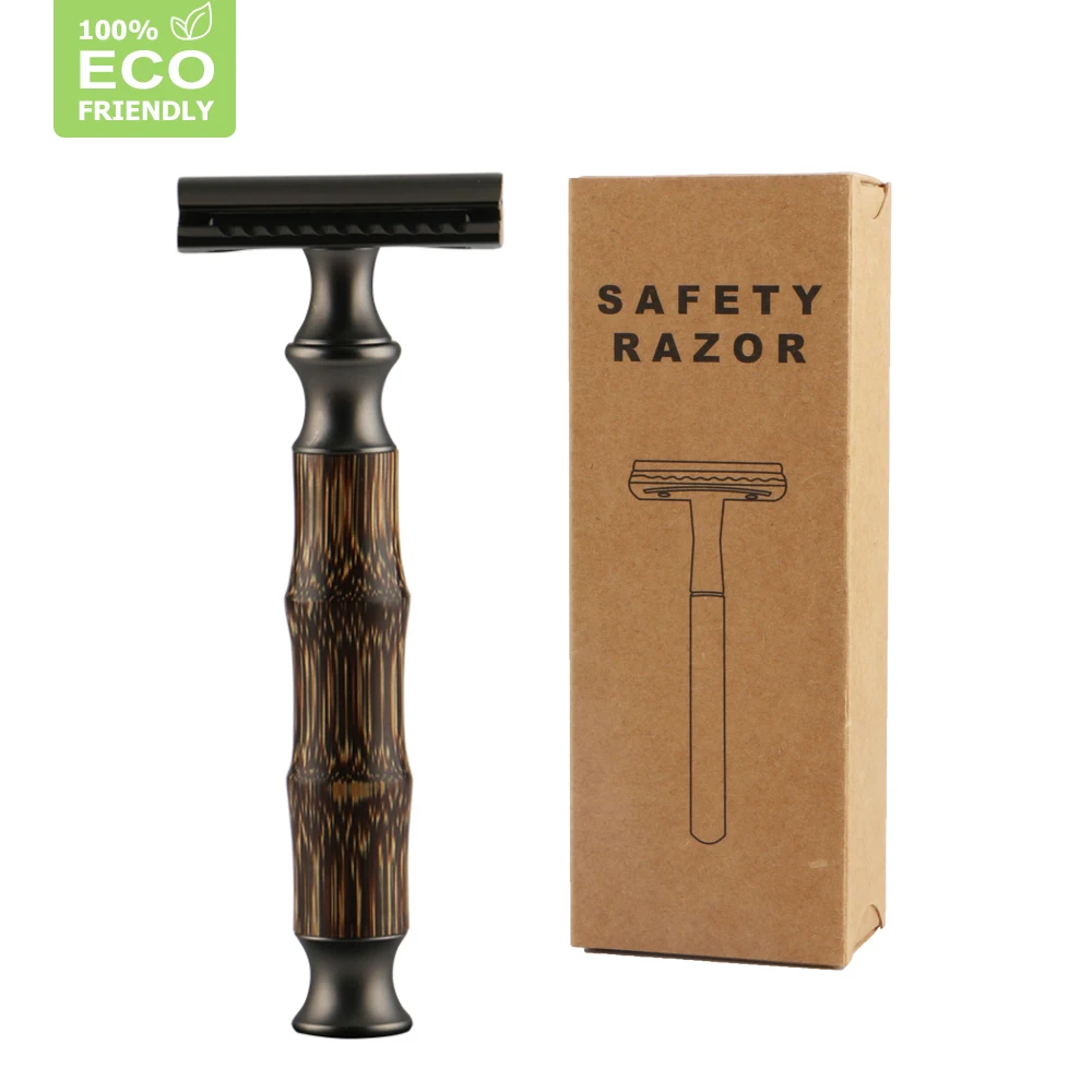 

HAWARD Reusable Bamboo Handle Razor Eco Friendly Double Edge Safety Razor Manual Facial Razor For Men Or Women 20 Shaving Blades