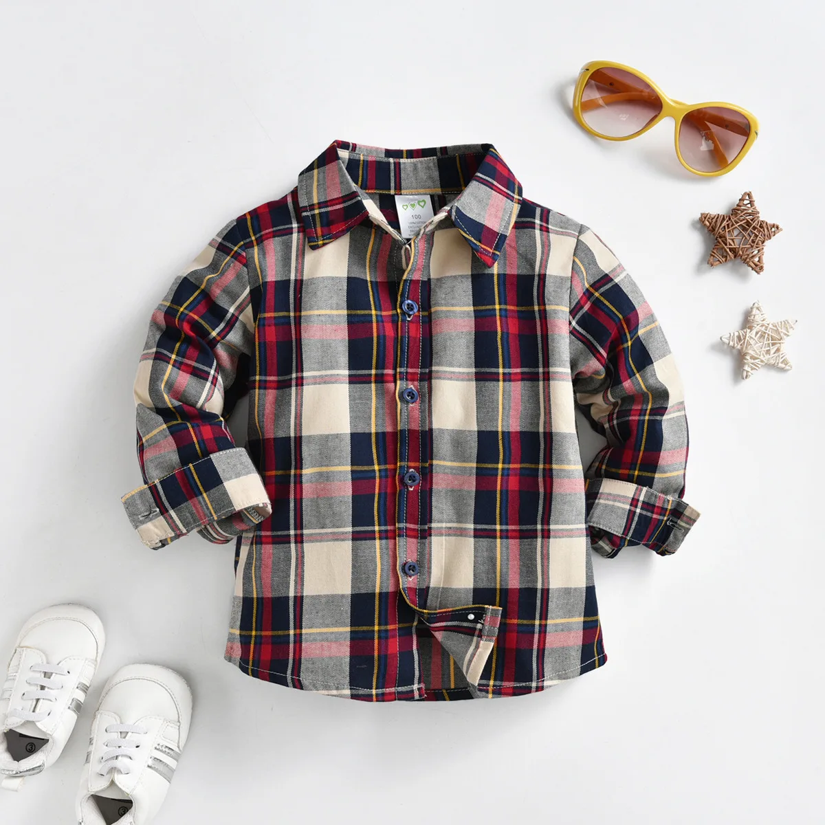 

2 Colors Baby Boys Shirts Long Sleeve Classic Plaid Lapel Toddler Casual Tops Gentleman Shirt Kids Classic Blouses Clothing