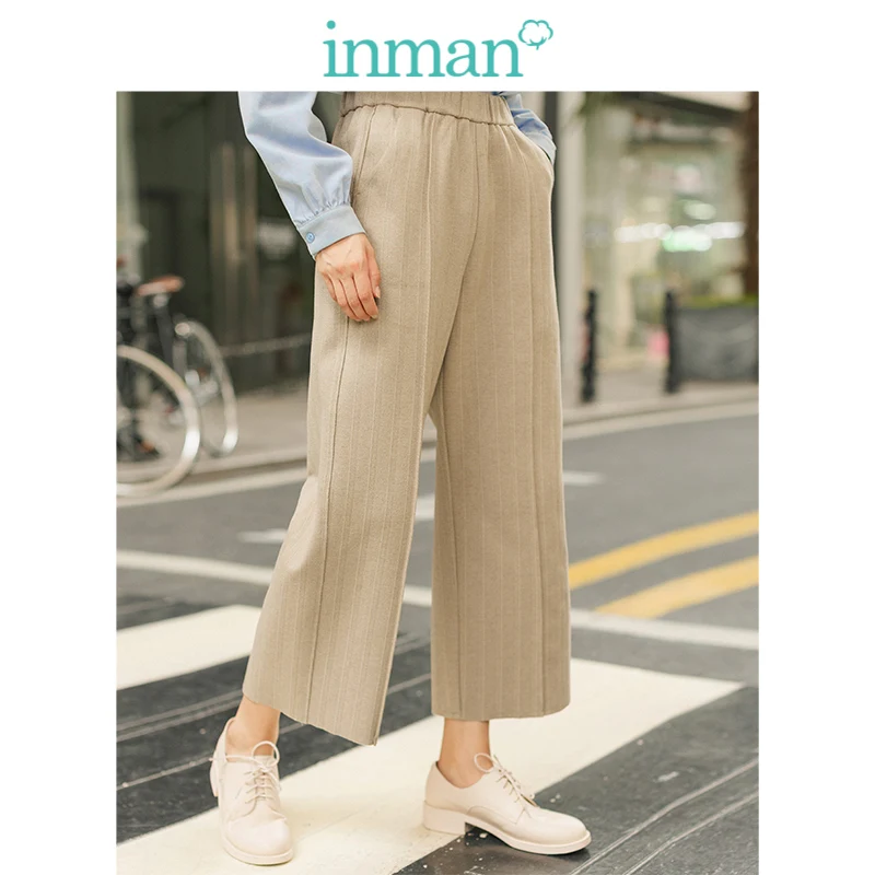 INMAN 2019 Осень Зима Новое поступление средняя талия эластичный пояс минимализм все