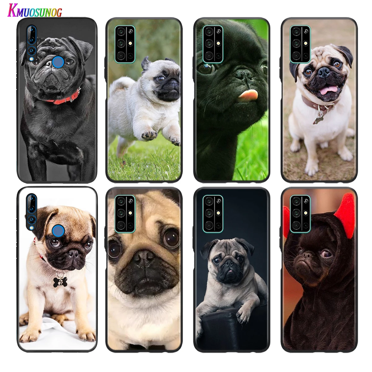 

Soft Black Cover Puppies Cubs Pug Dogs For Honor 30 30S V30 V20 9N 9S 9A 9C 20S 20E X10 20 7C Lite Pro Plus Phone Case