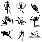 Модные виниловые наклейки с изображением копьев, рыбалки, подводной охоты