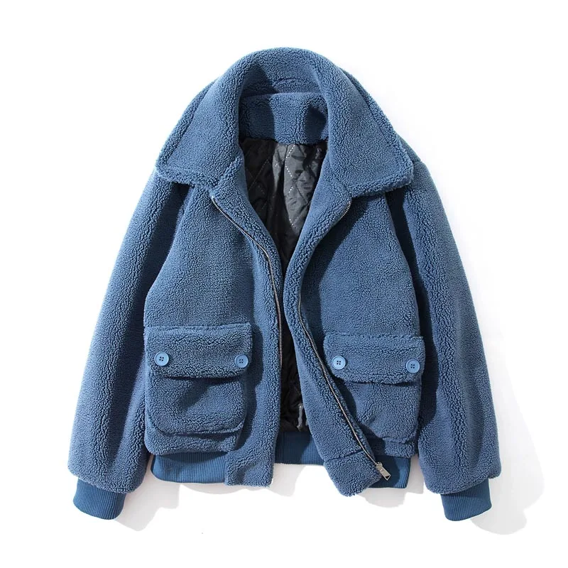 Зимняя теплая толстая шерсть ягненка повседневная куртка мужская плюшевая