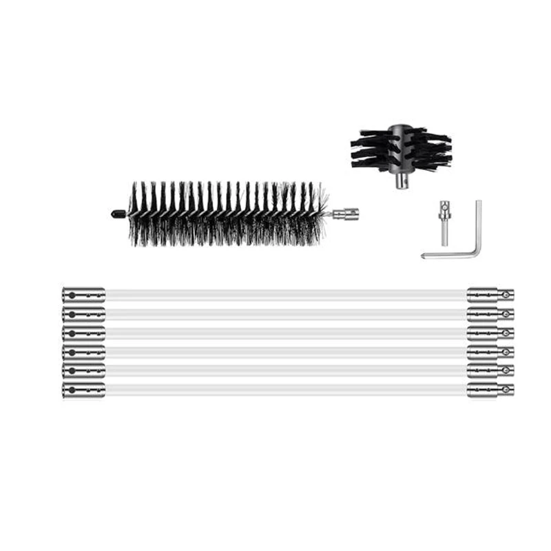 

Chimney Cleaning Brush with 6Pcs Long Handle+Brush Head Rotary Inner Wall Fireplaces Cleaner Chimneys Accessories