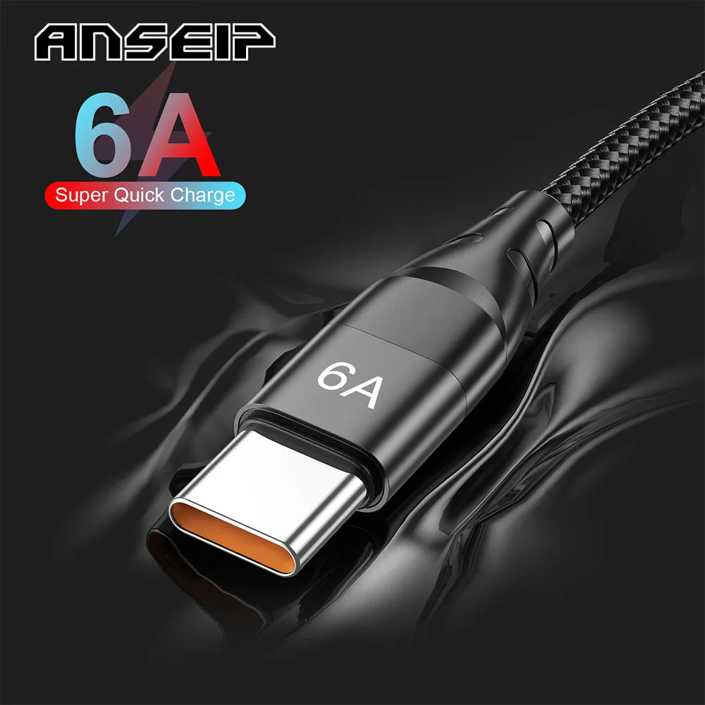 

ANSEIP 66W Fast Charge usb type c cable For Samsung S20 S9 S8 Xiaomi 10 11 Huawei P30 Mobile Phone USB Charge data transfer cord