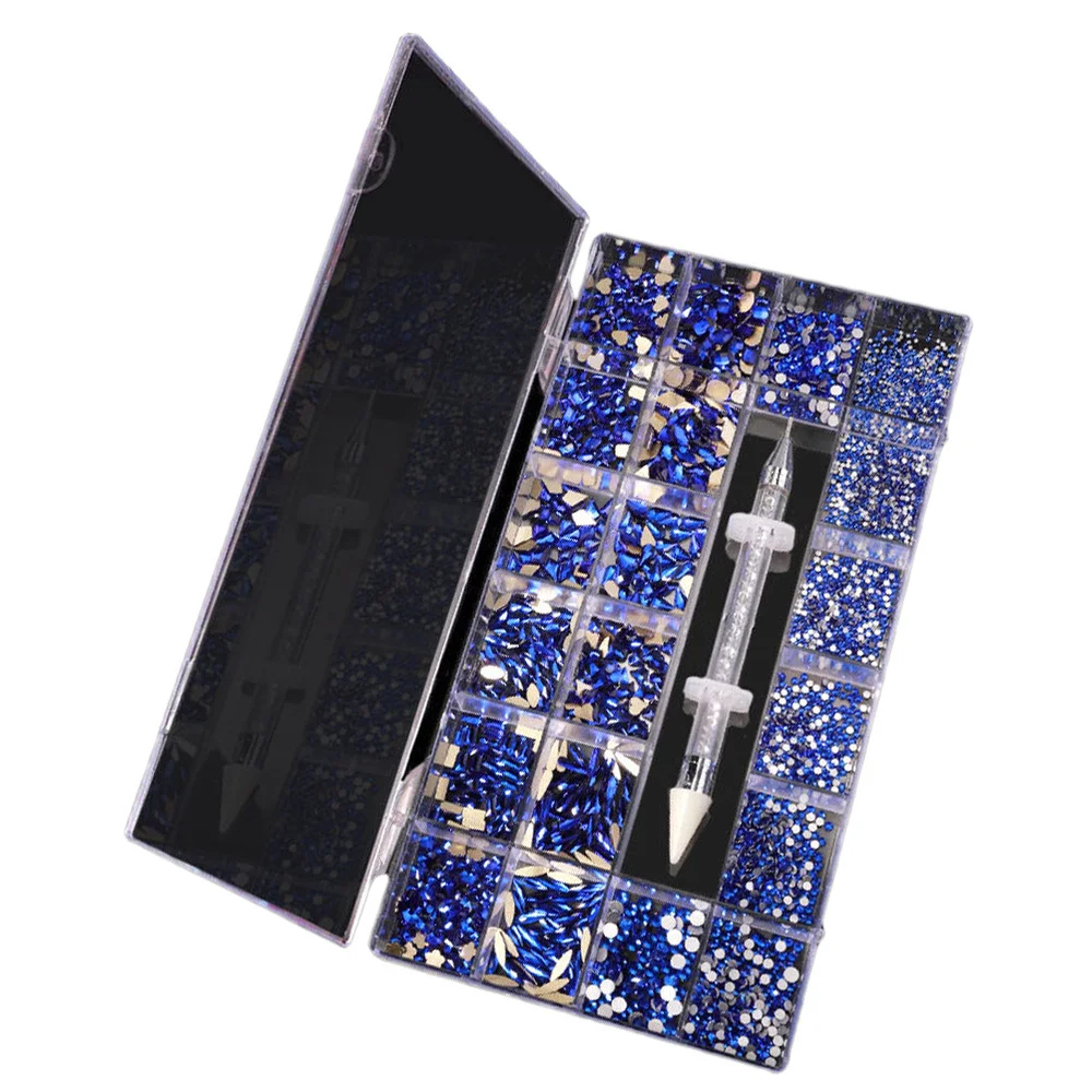 

1 set of Shinny Nail Art Studs Nail Charms with Diamond Painting Drill Pen