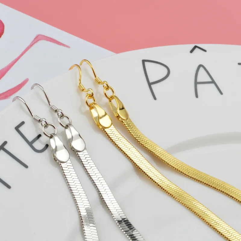 Женские серьги с подвесками в виде змеиной кости длинные капельки Корейском