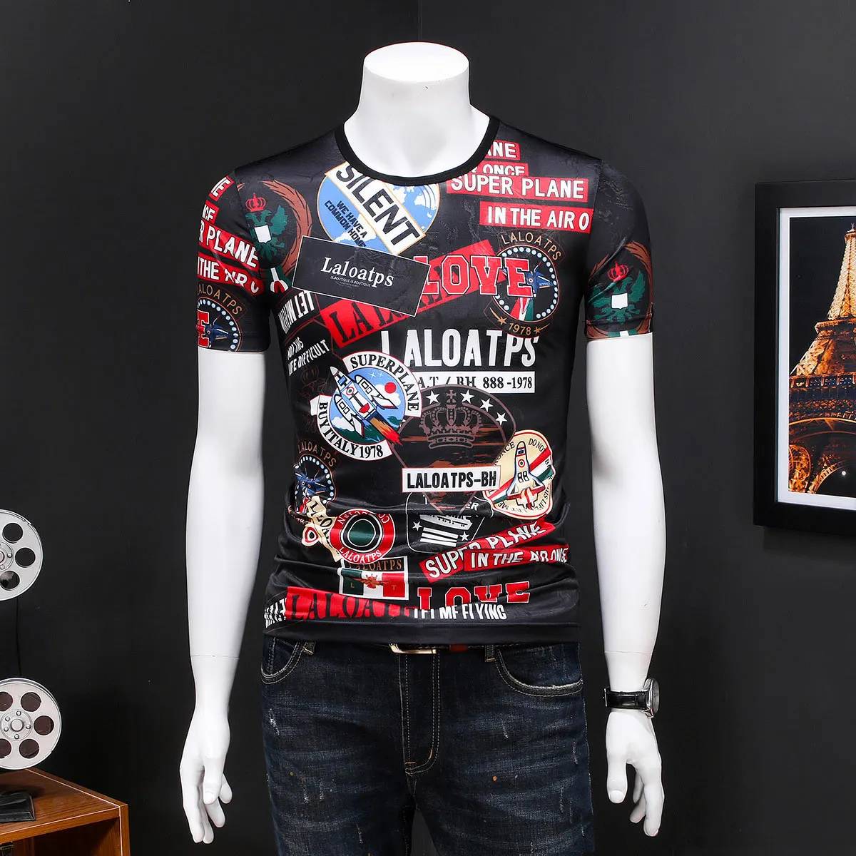 Вечерние Клубные мужские панталоны в стиле барокко Moda Hombre Camiseta Manga Corta короткая